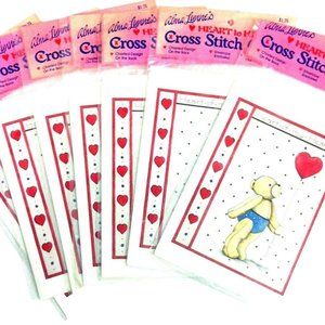 Heart Of My Heart Cross Stitch Cards Alma Lynne's Pattern On Back Lot of 7